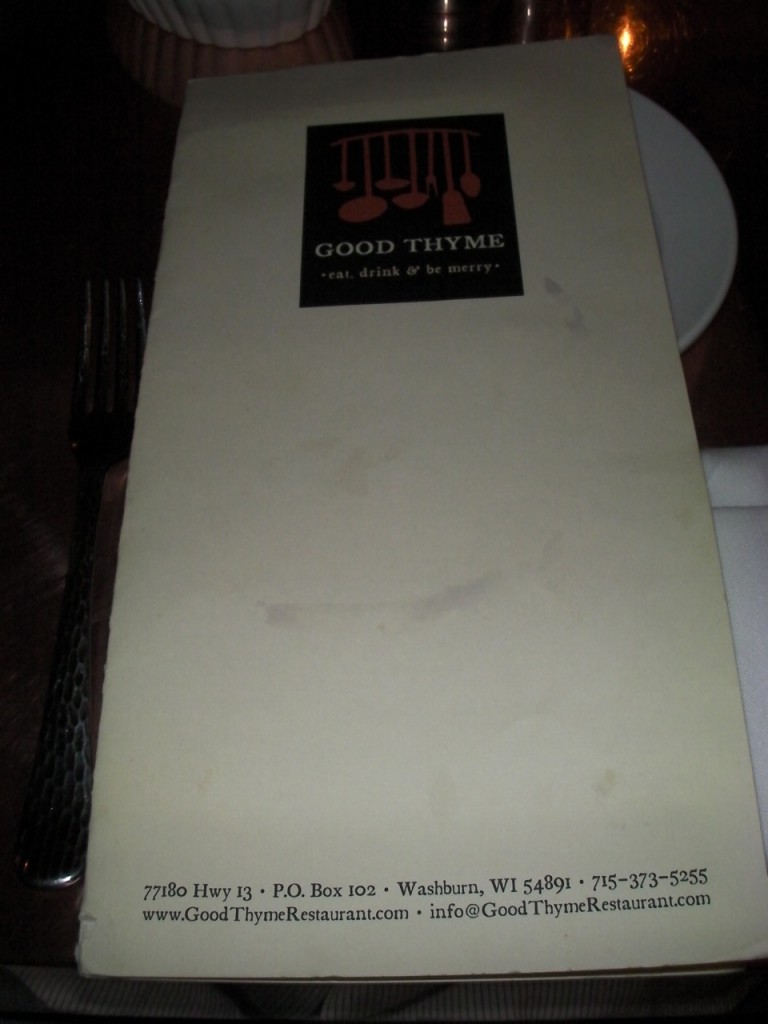 Dinner Good Thyme Restaurant Washburn WI - 01