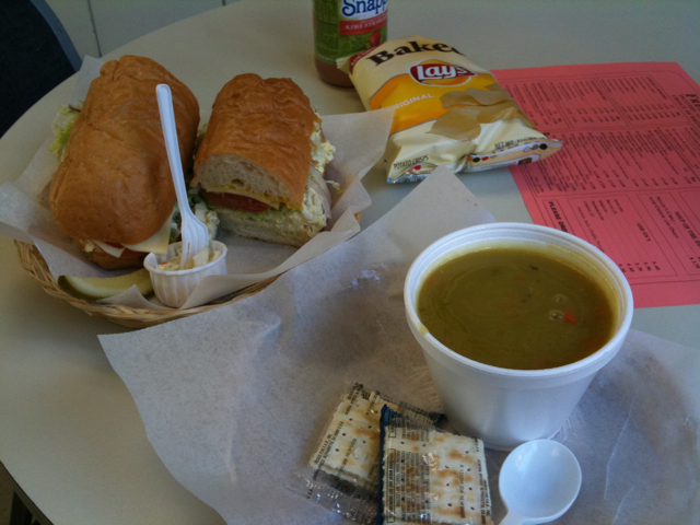 Egg Salad Sandwich and Split Pea Soup