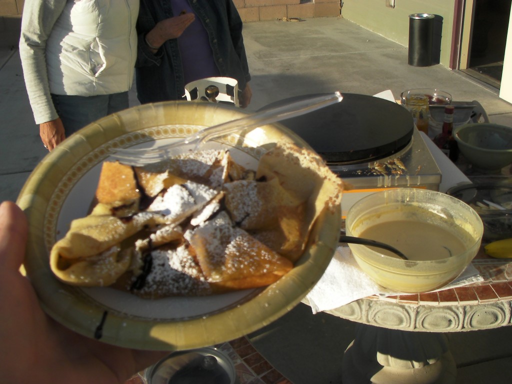 Crepes at High Desert RV Park with Ed and Robin